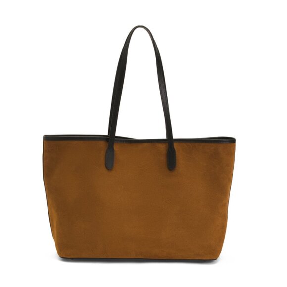 DIVINA FIRENZE Brown Made In Italy Suede Tote With Detachable Pouch